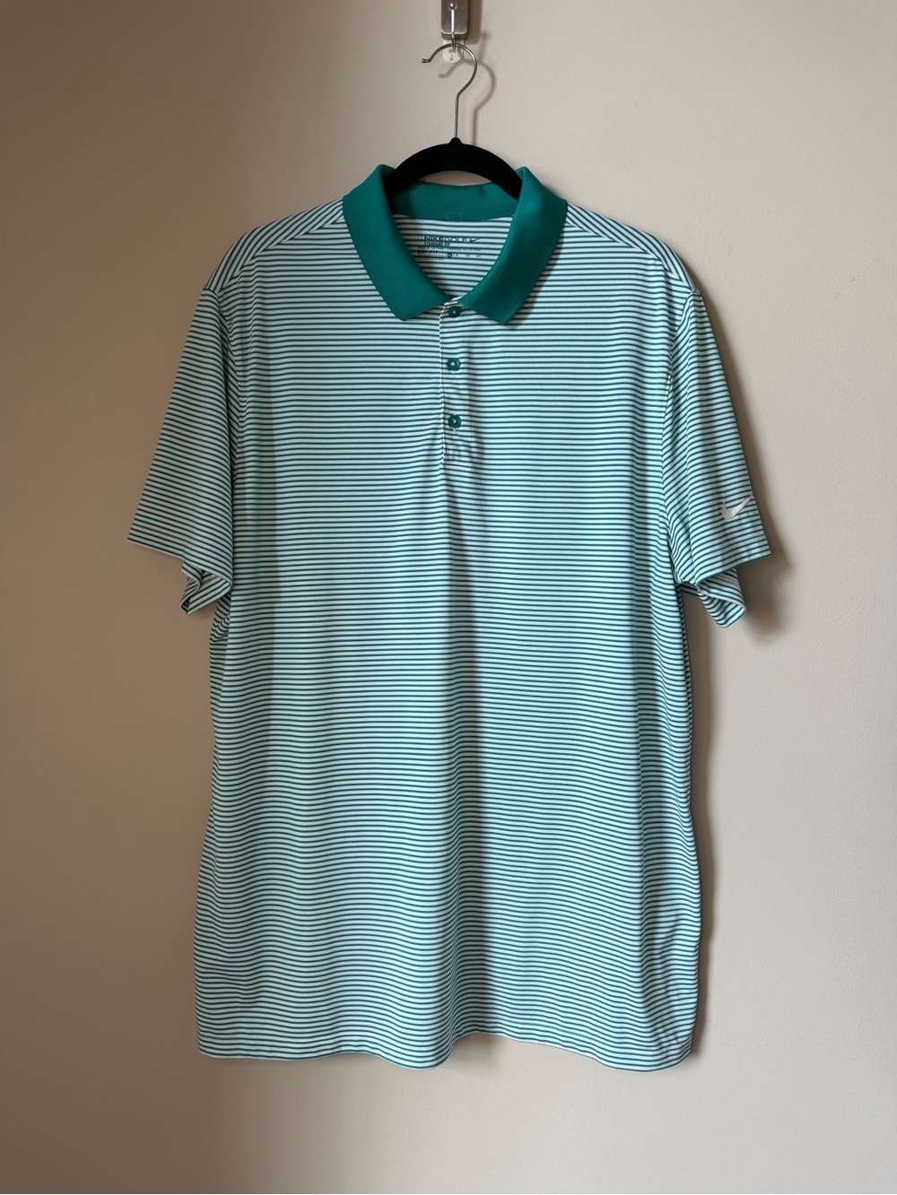 Nike Golf Polo Shirt Mens XL Dri Fit Swoosh Standard Fit Stretch Green - Picture 8 of 11